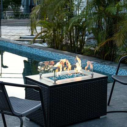 GASPRO 20 Pound Fire Glass Diamonds 1 Inch, Fire Pit Glass Rocks for Gas Fireplace and Fire Pit, Caribbean Blue, High Luster