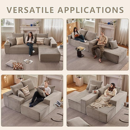 107.5" Cloud Sectional Couch with L-Shape Chaise, Modern Cloud Couch with Deep Seat, Modular Sectional Couches for Living Room, Apartment, Office, No Assembly Required