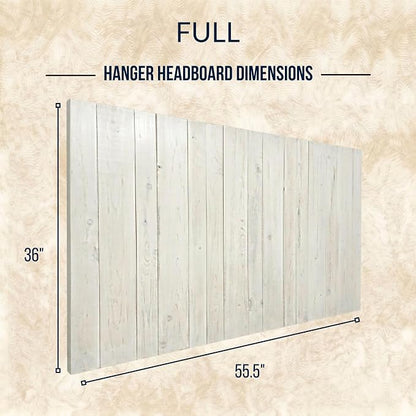 Barn Walls Whitewash Headboard, Full Size | Coastal Design Distress, Solid Wood Floating Panels, Wall Mount, Adjustable Height, Easy Assembly