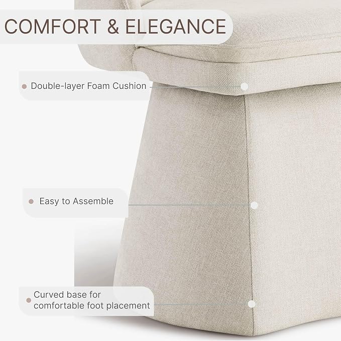 KISLOT Swivel Dining Chairs Modern Desk Chair Upholstered Linen Fabric Side Chair for Kitchen Dining Room Bedroom,Linen,2 Box