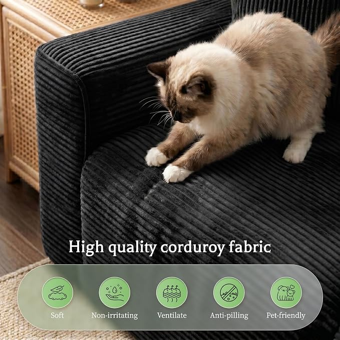 Homkdom L-Shape Modular Sectional Sofa for First Apartment & Small Space | Boneless Couches for Living Room,Compressed Delivery Fits Through Doorways, 3 Modules Convert to Guest Bed, No Assembly