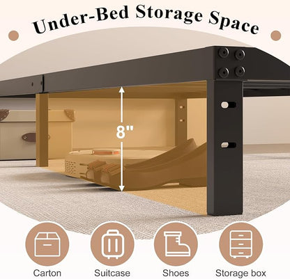 HOBINCHE Twin Bed Frame 10 Inch, Twin Bed Frames No Box Spring Needed | Heavy Duty Metal Platform Mattress Foundation with Steel Slats
