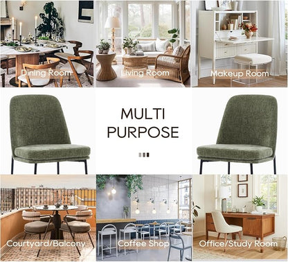 COLAMY Upholstered Dining Chairs Set of 4, Modern Dining Room Chairs with Curved Back and Metal Legs, Dinner Chair Kitchen Chairs for Dining Room and Living Room, Green