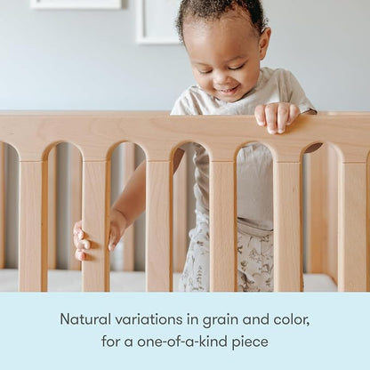 Newton Baby Galileo Standard Crib, Solid Beech Wood in Natural Color, 3-in-1 Convertible Crib with Toddler Bed Conversion Kit, Ultra-Safe Non-Toxic Finish