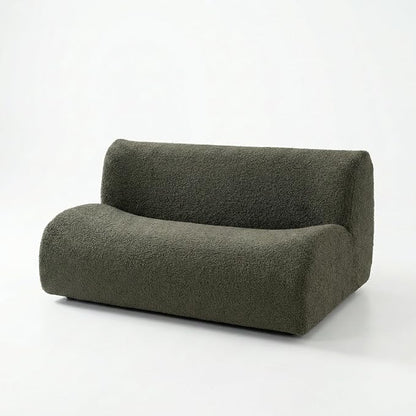 38" Curved Modular Sofa 2-Seater, Comfy Sherpa Loveseat for Small Spaces, Modern Sectional Love Seat Couches for Small Living Room, Bedroom, Apartment– No Assembly, Grey