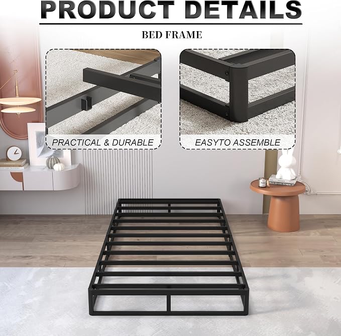 OSASET Twin Box Spring, 8 Inch Metal | Heavy Duty Metal Frame, 3000lbs Support, Easy Assembly, Noise Free, Non Slip
