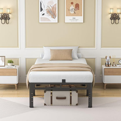 NKZ Twin XL Size Bed Frame 18 Inch, Metal Bed Frame & Box Spring 2 in 1 Platform with Round Corner Legs, 4000Lbs Heavy Duty Tall Metal Frame, Headboard Hole, Noise-Free, Easy Assembly
