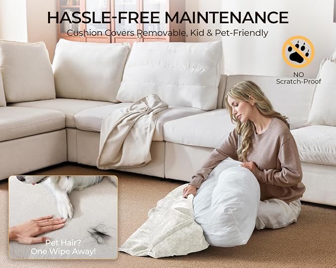 138.6'' Oversized Power Recliner Sofa with Headrest, Modular Cloud Sectional Couch with Convertible Table, Charging, Drawer, Cup Holder, 4-Seater with Storage Ottoman, Chenille, White