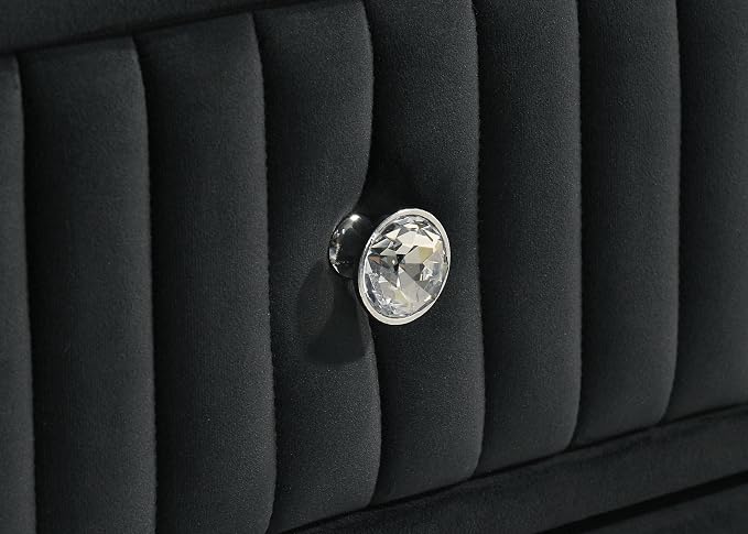 Coaster Home Furnishings - Ravenne - Wood - 8-Drawer Dresser with LED Mirror, Velvet Upholstery, and Glass Top - Bedroom - Black - 223193M