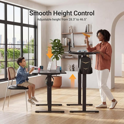 Claiks Electric Standing Desk, 55 x 24 Inch Height Adjustable Sit Stand Desk for Home Office, Computer Desk with Memory Presets, Cable Management & Headphone Hooks, 156 lbs Capacity, Black