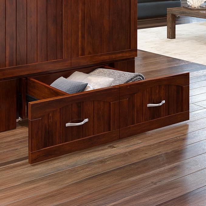 AFI, Southampton Murphy Bed Chest Twin XL with 6" Mattress, Storage Drawer & Built-in USB Charger, Walnut