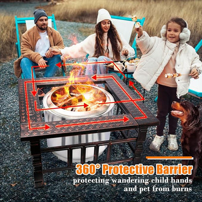 Fire Pit Tabletop for Solo Stove Bonfire & Ranger | 32" Powder-Coated Steel Surround | Heat-Resistant Outdoor Fire Pit Table