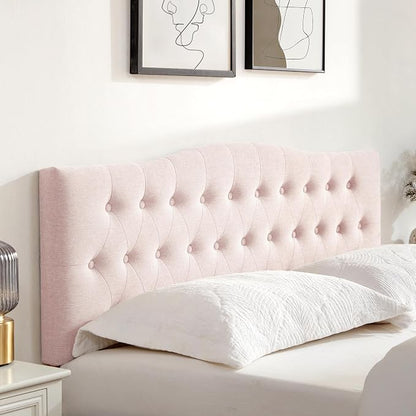 Tufted Headboard California King Size, Sturdy Solid Wood Head Board, Pink | Upholstered California King Headboard with Solid Wood Legs, Adjustable Height 37-51 in, Fabric Button Diamond HeadBoards