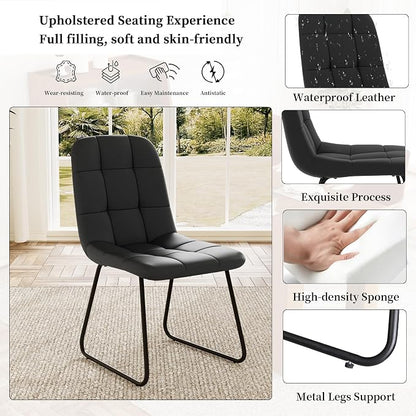 HIPIHOM Dining Table Set for 6, Extendable 86.6" with Storage | Space-saving MDF Kitchen Table with 6 Upholstered U-shaped Black Chairs, Ideal for Apartment, Living Room