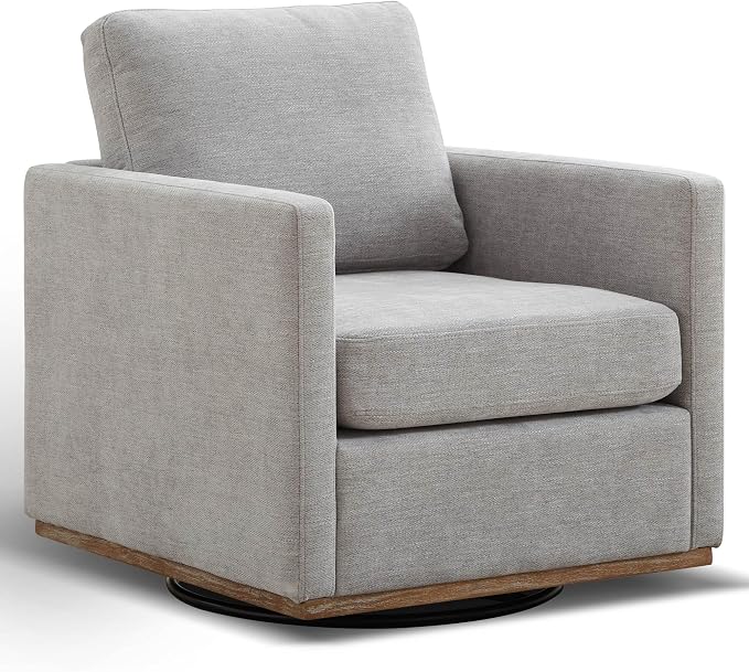Aoiy & Wifon 30.7" W Swivel Accent Chair, Mid Century Modern Swivel Chairs for Living Room, Comfy Small Accent Chair, Wavy Chenille, Light Gray