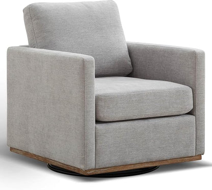 Aoiy & Wifon 30.7" W Swivel Accent Chair, Mid Century Modern Swivel Chairs for Living Room, Comfy Small Accent Chair, Wavy Chenille, Light Gray
