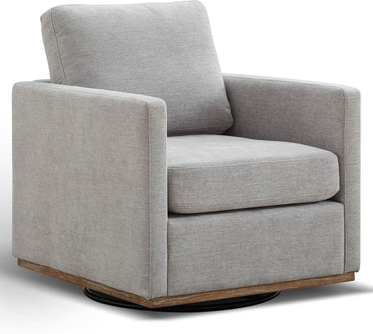 Aoiy & Wifon 30.7" W Swivel Accent Chair, Mid Century Modern Swivel Chairs for Living Room, Comfy Small Accent Chair, Wavy Chenille, Light Gray