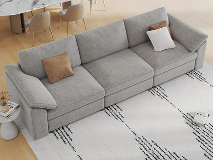 EASE MOOSE Modern Loveseat Sofa for Living Room, Comfty 3 Seat Solid Wood Frame Sofa, Modern Deep Seat Couch,Grey