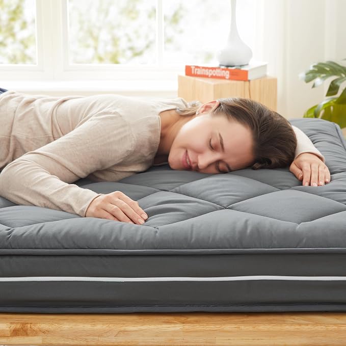Jamdok 4Inch Small Single Floor Mattress,3-Layer Structure Cot Mattress Topper,Gel Memory Foam,Removable Thickened Cover,Portable Roll Up Sleep Pad(72X24X4“)