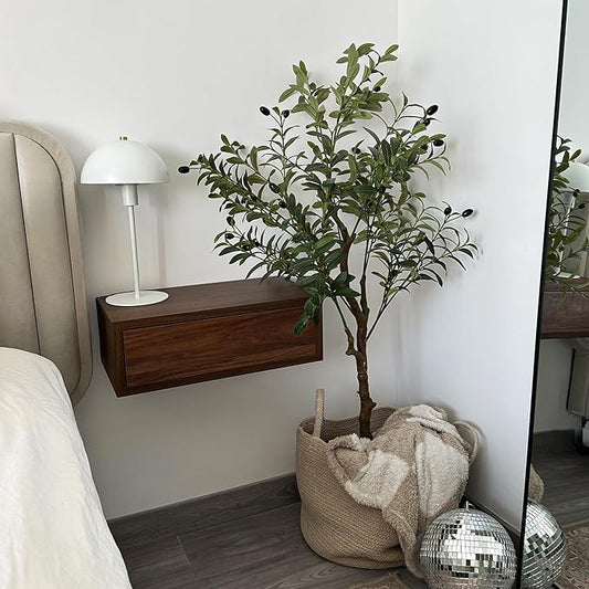 Mobili Fiver, Riccardo Floating nightstand, Walnut, 17.7" x 9.8" x 6.1 ", Melamine-Finished, Modern Bedside Table, End Table, Italian Furniture