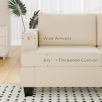 Furnimart Modern 3 Seater Couch and Loveseat Sets, Couches Set of 2 for Living Room, Deep Seat Sectional Sofa and Love Seat Set, Beige