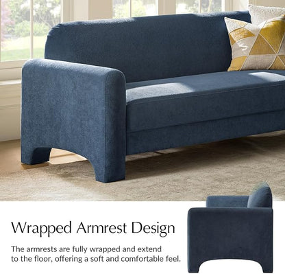 HULALA HOME 84" Modern Curved Sofa, 3 Seater Sofa for Living Room, Slate-Blue