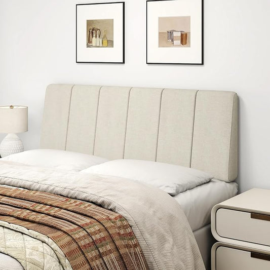 Full Size Headboard Only-No Assembly, Upholstered Headboard Full Size Linen Fabric Modern Style Headboards Extra-Thick, Beige