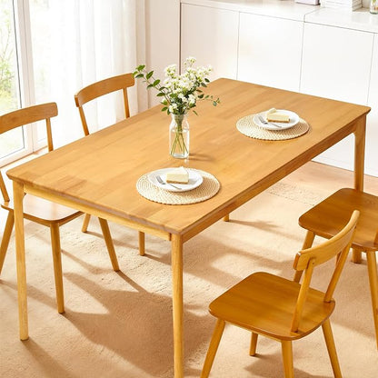 Hokway Dining Table for 4, 43 Inch Rectangular Solid Wood Kitchen Table for Small Space, Modern Dinner Table for Dining Room, Living Room, Office, Natural