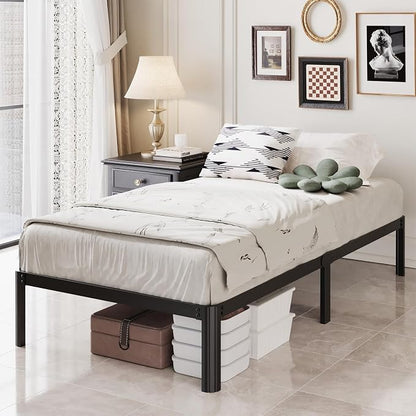 Lutown-Teen 10 Inch Twin Bed Frames with Rounded Corner Legs, 1000 LBS Heavy Duty Metal Twin Platform Bed Frame with Steel Slats Support, No Box Spring Needed, Noise Free, Easy Assembly
