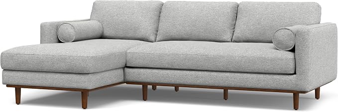 SIMPLIHOME Morrison Left Sectional Sofa in Woven-Blend Recycled Polyester Fabric, Mist Grey, 102-inches Wide, L-Shaped Couch with Left Chaise for The Living Room and Family Room