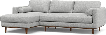 SIMPLIHOME Morrison Left Sectional Sofa in Woven-Blend Recycled Polyester Fabric, Mist Grey, 102-inches Wide, L-Shaped Couch with Left Chaise for The Living Room and Family Room