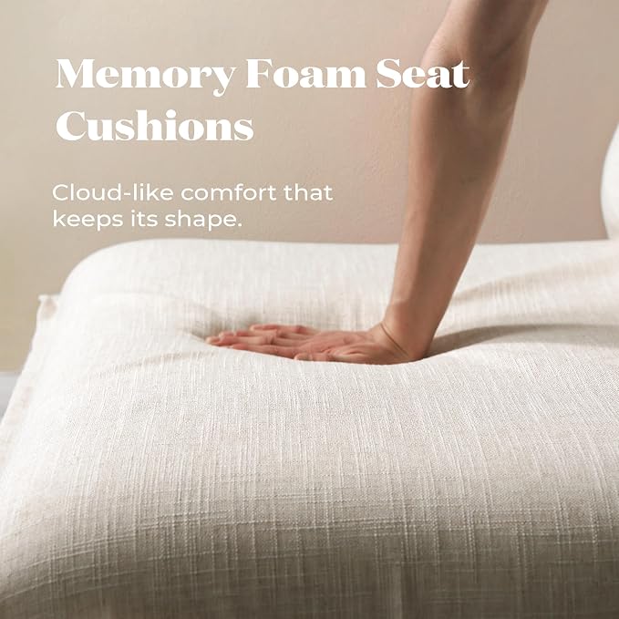 Cloud Modular Sectional Sofa, Oversized Deep Seat Comfort, Linen Blend | Fully Removable Washable Covers, Memory Foam Seat Cushions, Storage Ottoman, Premium Fabric
