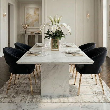 Hyfirm Black Velvet Dining Chairs Set of 2, Modern Side Chairs with Hollow Back and Gold Legs, Upholstered Accent Kitchen Chairs for Living Room/Reception/Restaurant