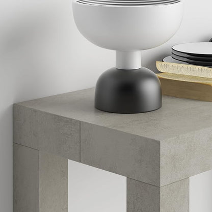 Mobili Fiver, First, Extendable Console Table 17.7(120) x35.4 in, Concrete Effect, Grey, for 4-14 People, Space-Saving Dining Table, Italian Furniture