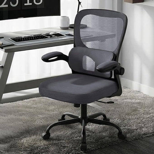 AreShark Office Chair Ergonomic Desk Chairs with Adjustable Lumbar Support, High Back Breathable Mesh Chair with Wheels& Flip-up Armrests,Rolling Swivel Comfy Task Computer Chair for Home Work Gaming