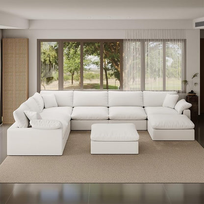 Cloud Modular Sectional Sofa,253.8" Down Filled Sofa 7 Seat with Chaise,Minimalist Sofa Cover Washable and Replaceable Couches for Living Room,Sectional Sofa Deep Seat