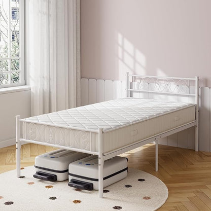 GarveeHome Twin Size Bed Frame, Metal Platform Bed Frame with Headboard and Footboard, 12.2 in Bed Frame with Strong Metal Slats Support, Under Bed Storage, No Box Spring Needed, Black