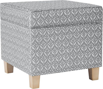 HomePop 18" Classic Square Storage Ottoman - Light Grey Print