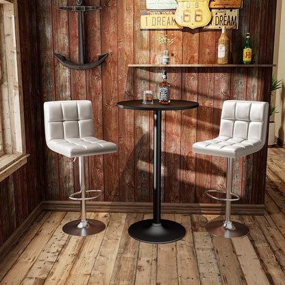 Homall Bar Stools Modern PU Leather Adjustable Swivel Barstools, Armless Hydraulic Kitchen Counter Bar Stool Extra Height Square Island Barstool with Back Set of 2 (Leather, Silver)