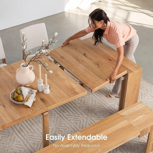 Transformer Table - Solid Wood Extendable Dining Table, Seats 2-12, Expandable Dining Room Table, Space-Saving Furniture, Kitchen and Dining Room Furniture (Natural, Table + Coffee Table)