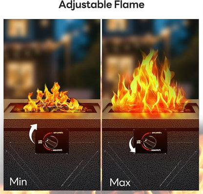 Electactic 28 Inch Propane Fire Pit, 3-in-1 Multi-Use Outdoor Fire Pit Table, 50,000 BTU Steel Gas Fire Pit with Lid & Lava Rock, Add Warmth and Ambience for Patio Deck Garden, Outdoor Gatherings