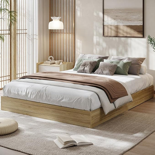 GarveeHome King Size Wood Platform Bed Frame,Wooden Bed Frame Without Headboard, Wood Slat Support,No Box Spring Needed, Easy Assembly