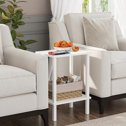 TUTOTAK End Table, Set of 2, Side Table, Nightstand, 2-Tier Storage Shelf, Sofa Table for Small Space, Living Room, Bed Room TB01BW035