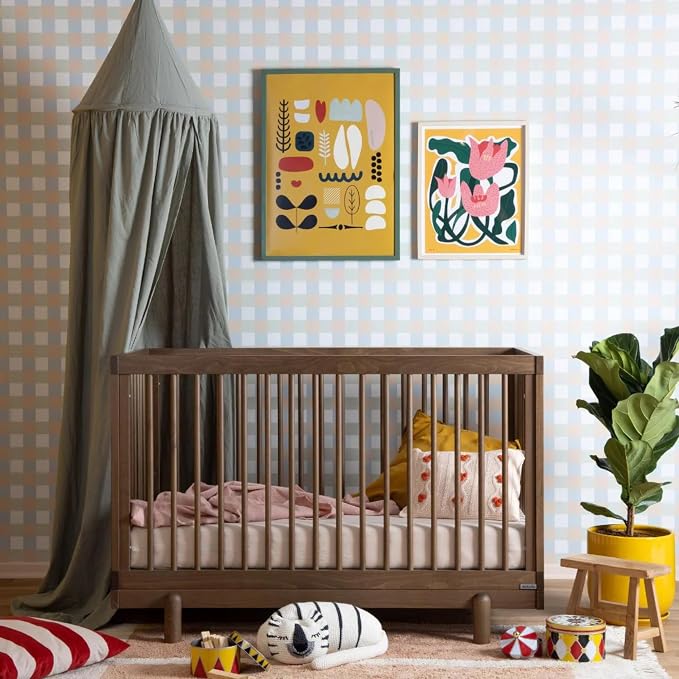dadada Baby Bliss 4-in-1 Convertible Crib to Toddler Bed & Floor Bed – Made in Italy, GREENGUARD Gold Certified, Baby-Safe Finish, Sustainable Beechwood, Modern Design, 4 Adjustable Heights (Walnut)