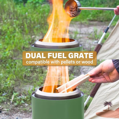 HGD 8.0 x 5.5 Inch Smokeless Firepit, Stainless Steel Fire Pits, Smokeless Fire Pit for Outside with Carry Bag for Camping Backyard Patio Garden Picnic Green