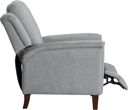 Lexicon Push Back Recliner Chair with Footrest, Reclining Sofa Armchair, Modern Chenille Fabric Recliner with Nailhead Trim for Living Room/Office/Apartment, Gray