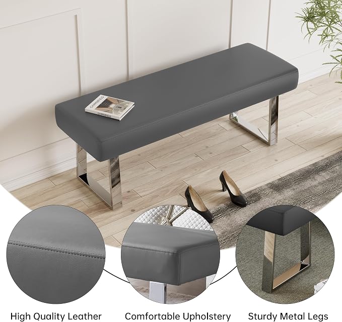 JIEXI Bedroom Bench, Bed end upholstered Bench, Indoor Corner Small Footstool with Metal Legs, for Kitchen entryway Dining Room and Living Room Window