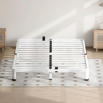 VIPSHOW 4 Inch White King Size Bed Frame, 3500Lbs Heavy Duty Metal Platform with Round Corner Legs Mattress Slide Stopper, Steel Slat Support No Box Spring Needed, Noise Free, Non-Slip, Easy Assembly