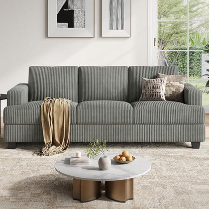 COPIAE 89 Inch Sofa with Extra Deep Seats Oversize, 3 Seater Sofa for Living Room, Modern Couch and Sofa, Comfy Armrests and Seats and Backrests, Easy Installation,Wide Corduroy Fabric Dark Grey