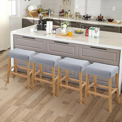 YISUN Stool Covers Rectangle - 4 Pack Stretch Waterproof Saddle Seat Cover Counter Bar Stools Bar Chairs Covers Kitchen Island Chairs Cushion Protector